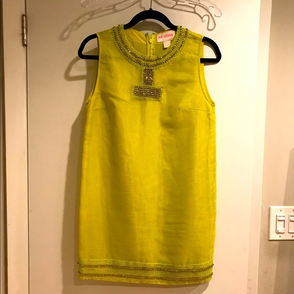 H&M Conscious Collection chartreuse dress Sz 4✨✨
